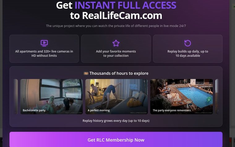 Medlemskapsfönster hos RealLifeCam